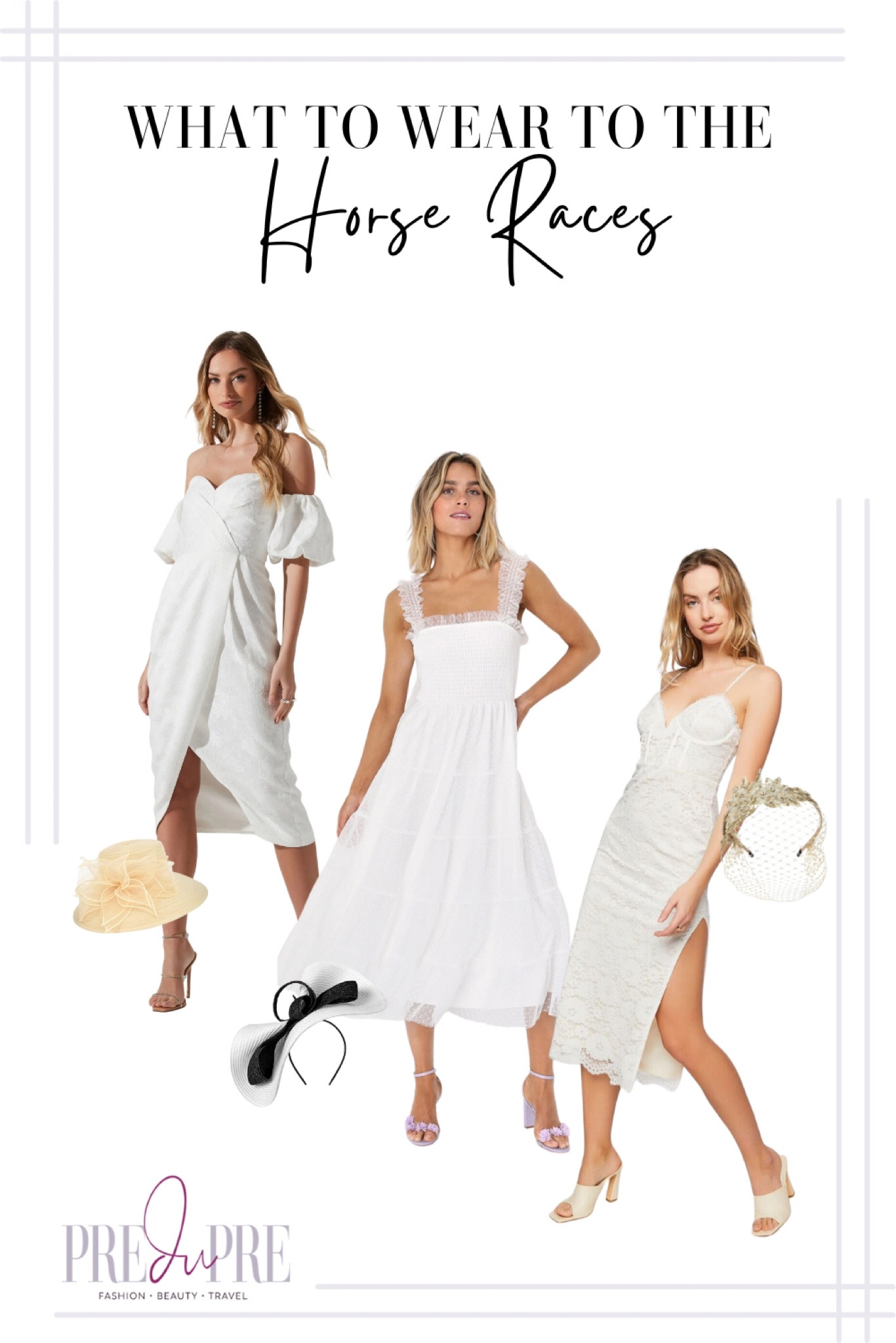 Here’s some inspiration on how to dress to stand out for the upcoming horse racing events.

Kentucky Derby, Preakness, horse race, racing event, event outfit, spring outfit, event dress, spring dress, spring outfit, on trend, outfit idea, hat, Kentucky Derby hat, fascinator, Belmont Stakes, wedding guest dress, wedding outfit