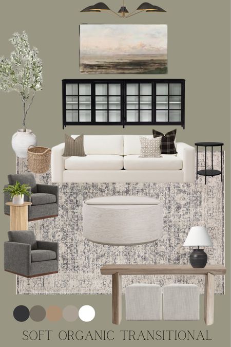 Organic neutral transitional living room décor inspiration 

Black and whit hi ch, frame tv, swivel chairs, storage coffee table, Pottery Barn couch  

#LTKFind #LTKhome #LTKstyletip