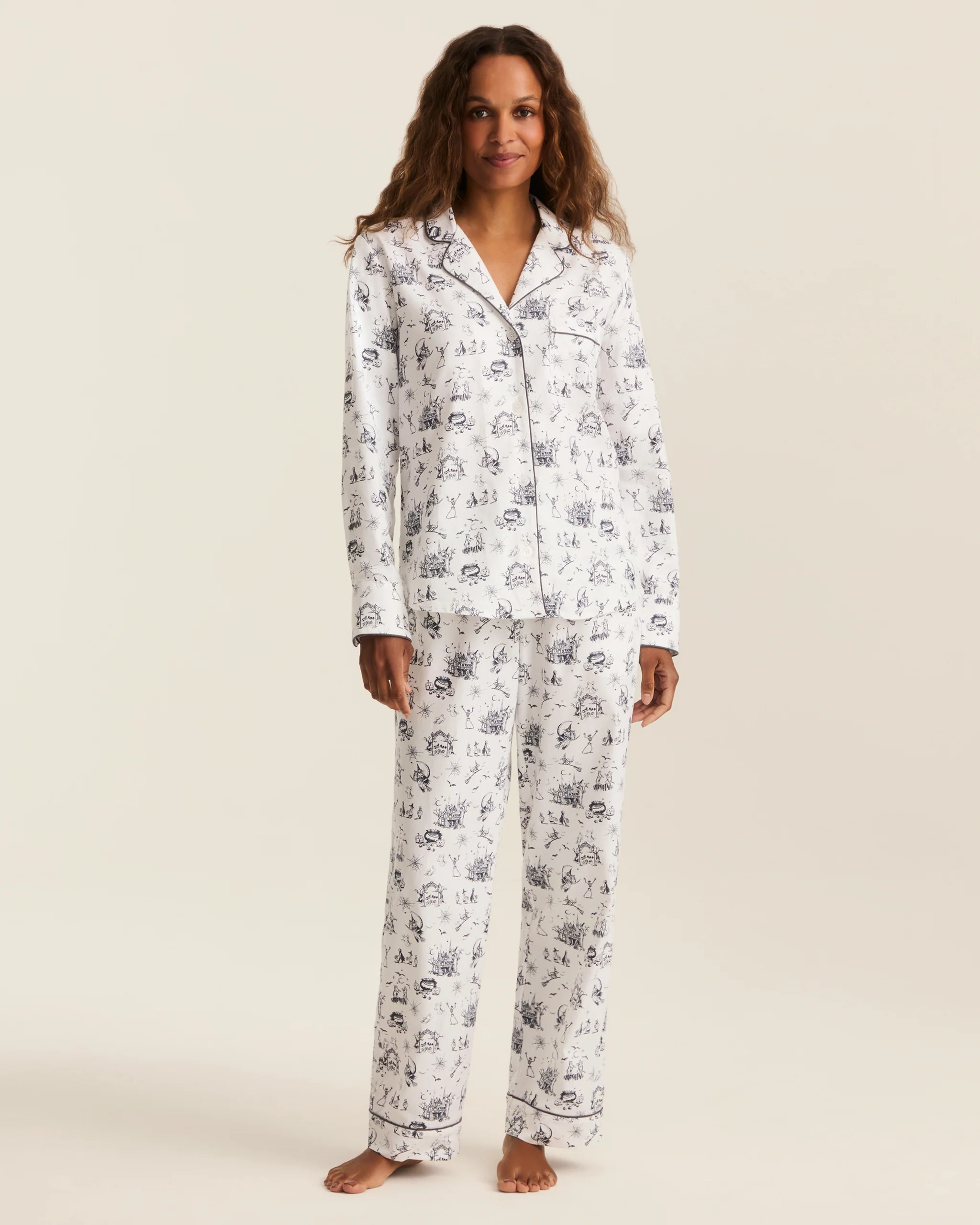 Women's Twill Pajama Set in Hallow's Eve Toile | Petite Plume