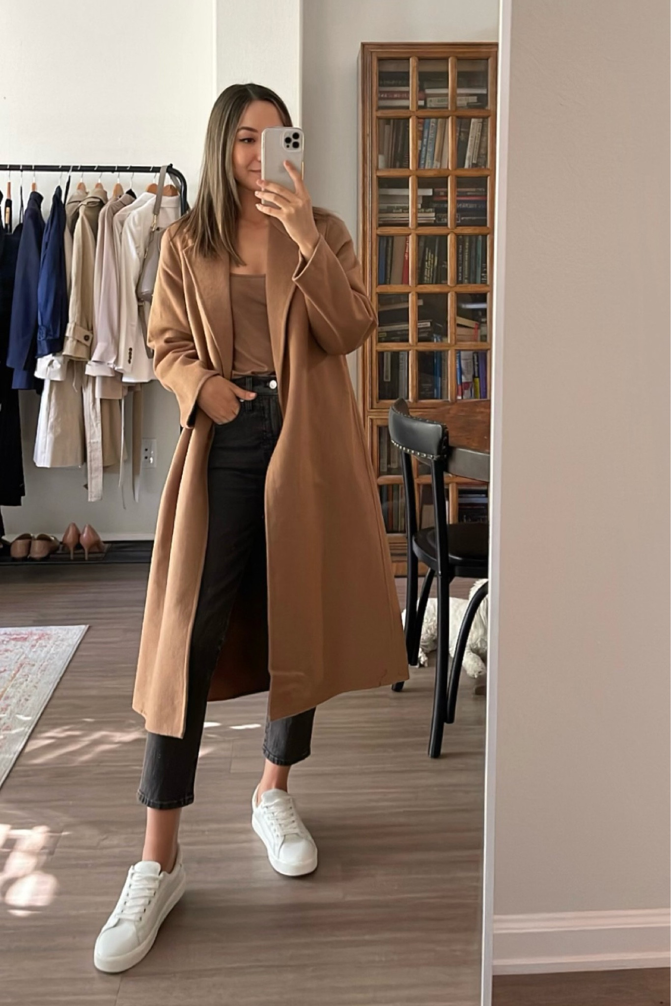 brown coat outfit women's