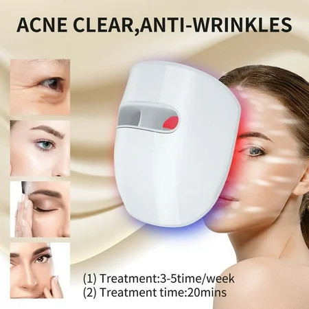 Led Face Mask Red Light Mask for Face Infrared Red & Blue LED Face Mask Light LED Facial Skin Care Mask Gifts for Women Cordless Portable and Rechargeable | Walmart (US)