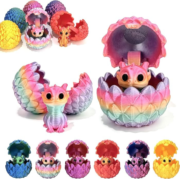 6 Pcs 3D Printed Dragon Eggs Set with Mini Cute Dragon Inside,Random Color,Surprise 3D Printed An... | Amazon (US)