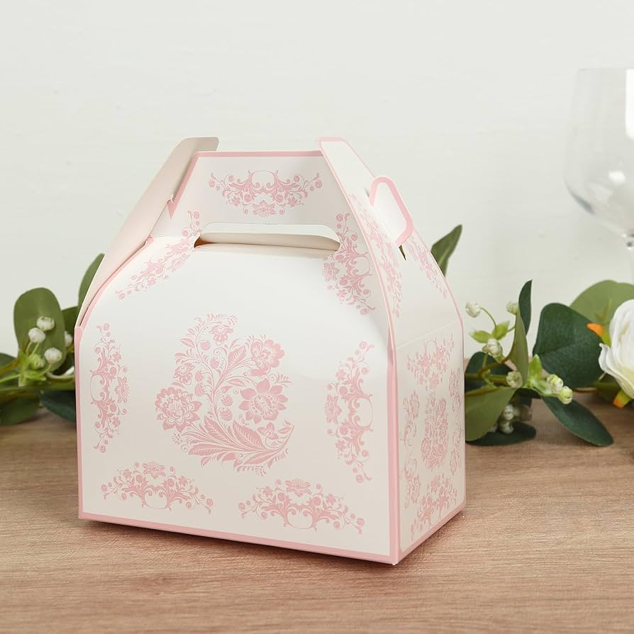 Efavormart 25 Pack White Pink Party Favor Tote Gable Boxes in French Toile Pattern, Candy Treat G... | Amazon (US)