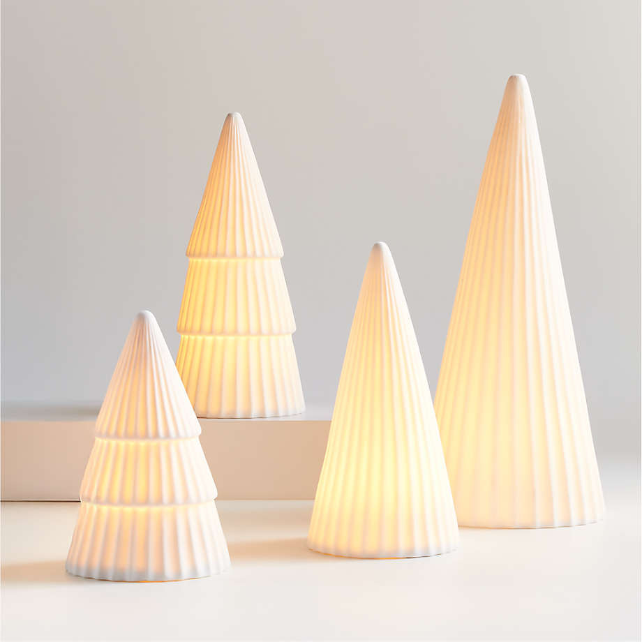 LED Large White Porcelain Christmas Tree Decorative Object + Reviews | Crate & Barrel | Crate & Barrel