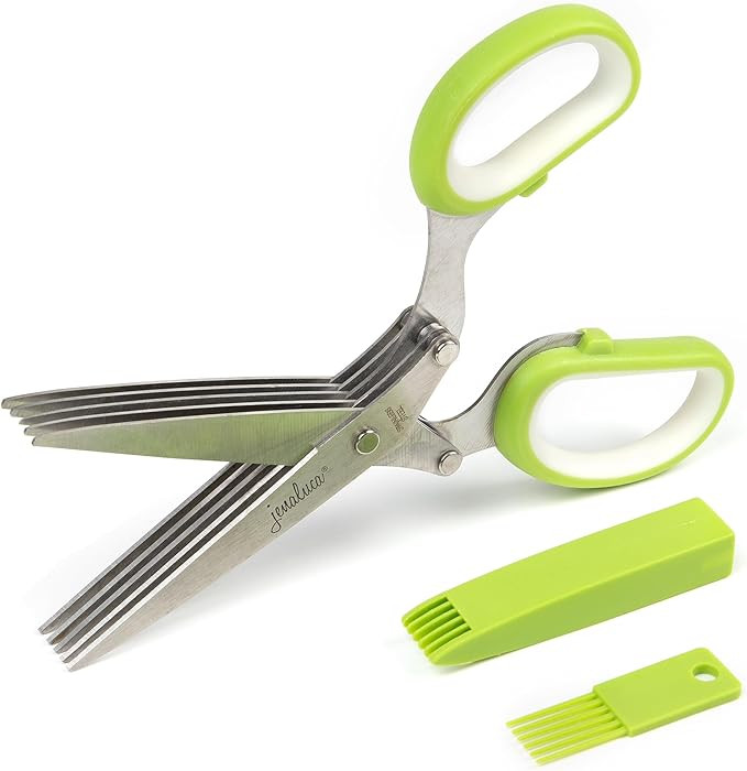 Jenaluca 5 Blade Herb Scissors - Cut & Chop Fresh Herbs & Leafy Greens - Salad Scissors - Stainle... | Amazon (US)