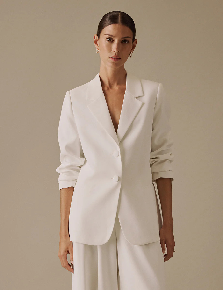 White Tailored Virgo Bridal Blazer | Nobody's Child