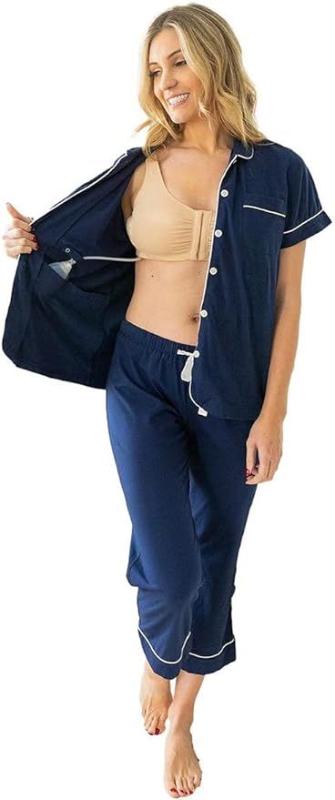 Gownies Post Surgery Mastectomy, Breast Cancer, Tummy Tuck Recovery Pajamas with Internal Drainag... | Amazon (US)