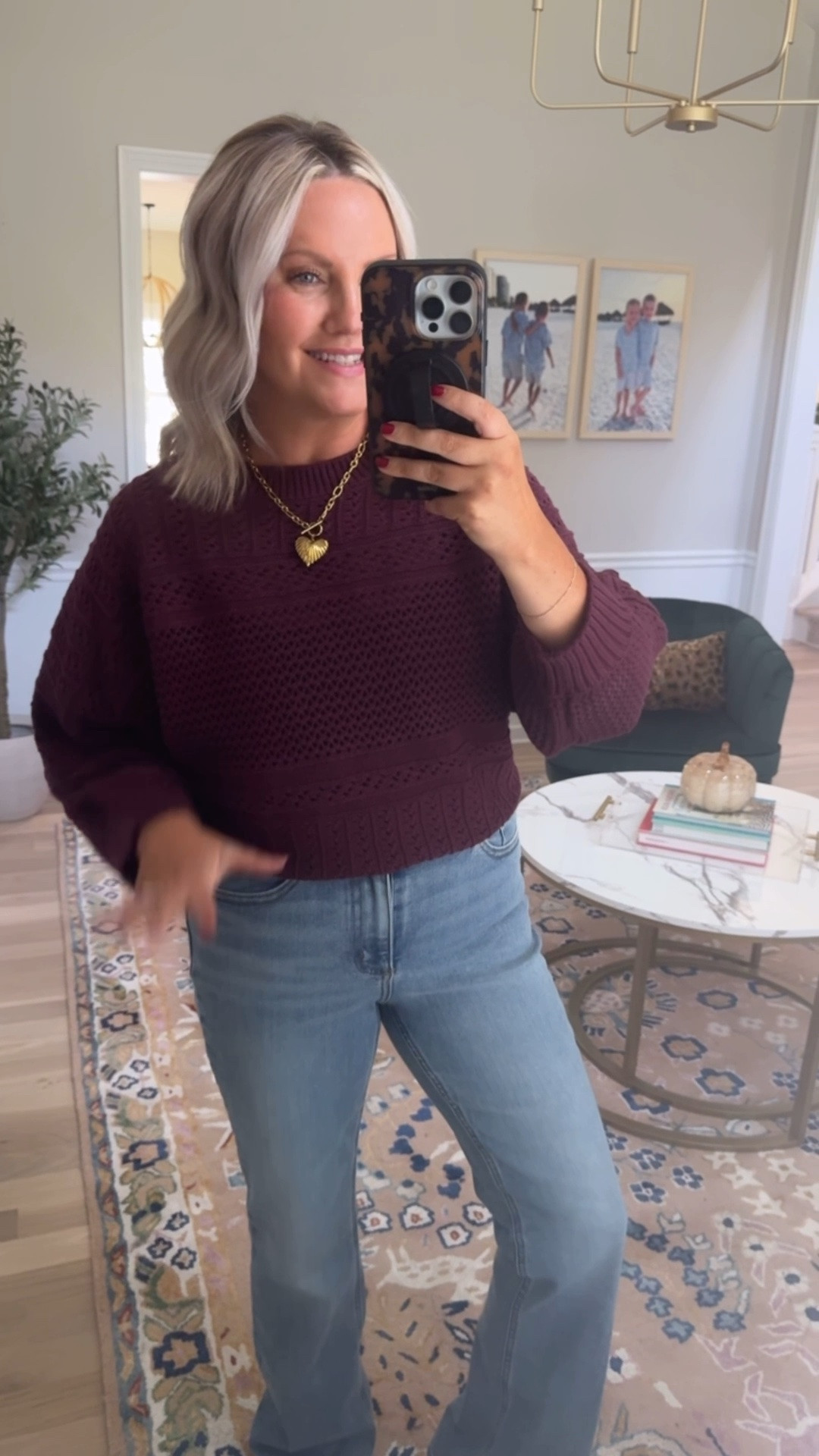 Love these boot cut jeans from Target! And this open knit sweater is perfect to wear now and into fall! 
Jeans - TTS im in size 8
Sweater - tts I’m in small