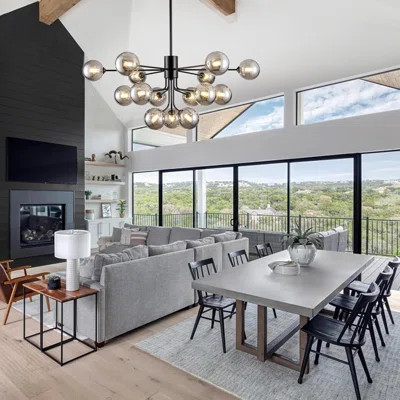 15-Light Sputnik Chandelier With Smoke Glass Shades, Adjustable Height Modern Ceiling Light Fixture For Dining Room, Kitchen Island, Living Room | Wayfair North America