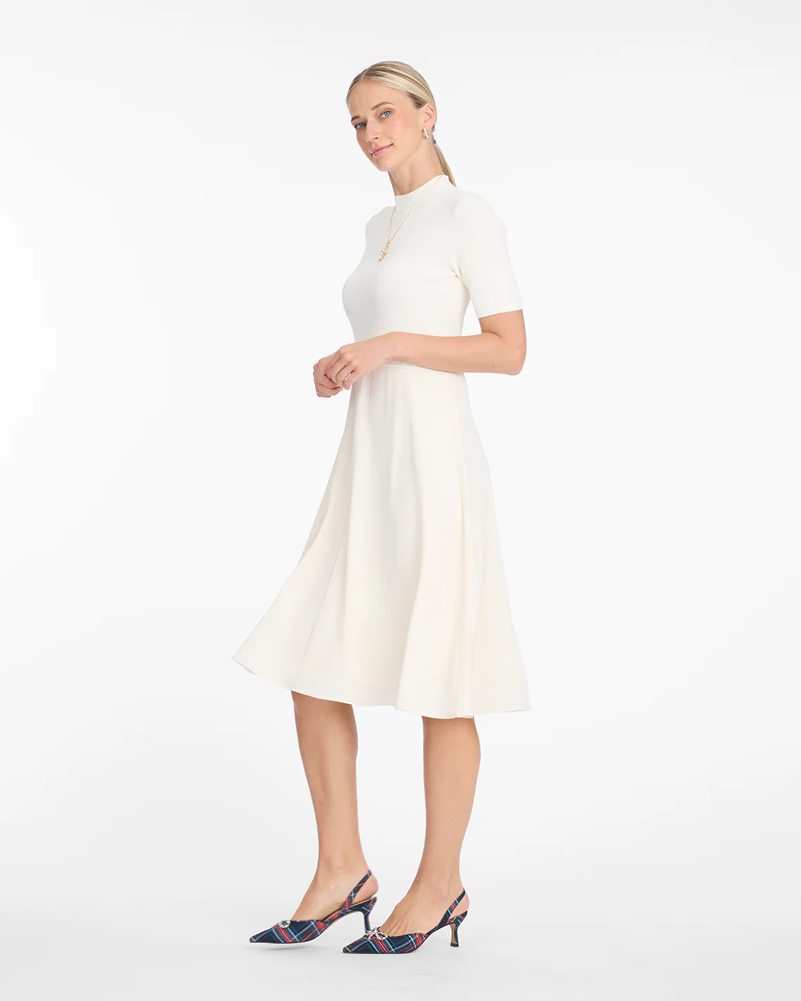 Ava Mixed Media Midi Dress in Frosted | Draper James (US)