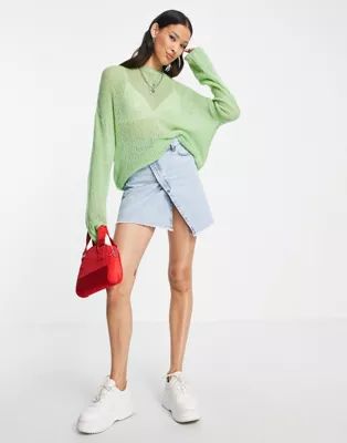 COLLUSION knitted brushed oversized jumper in mint green | ASOS (Global)