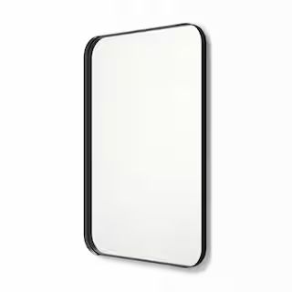 20 in. x 30 in. Metal Framed Rounded Rectangle Bathroom Vanity Mirror in Black | The Home Depot
