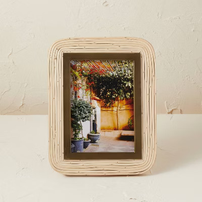 5"x7" Rattan/Glass Photo Frame Beige - Opalhouse™ designed with Jungalow™ | Target