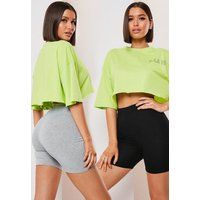 Petite Grey And Black Biker Shorts 2 Pack | Missguided (US & CA)