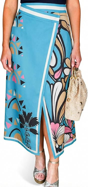 Tankaneo Women Floral Wrap Maxi Skirt Boho Elastic High Waisted Zipper Split A Line Flower Midi S... | Amazon (US)