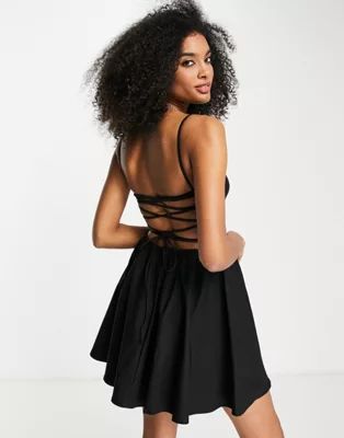 ASOS DESIGN lace up back structured mini prom dress | ASOS (Global)