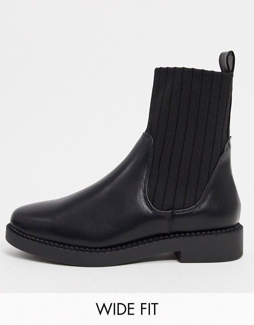 ASOS DESIGN Wide Fit Amanda chunky sock boots in black | ASOS (Global)