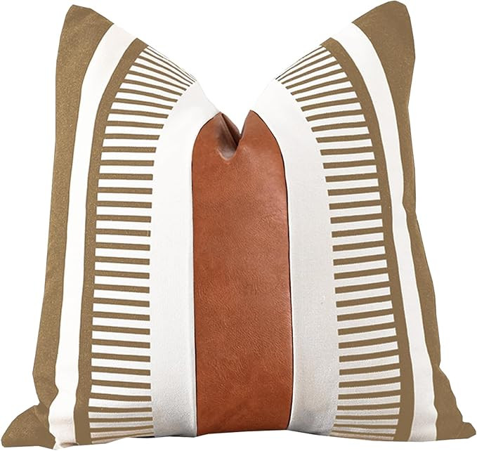 Farmhouse Throw Pillow Covers for Couch Sofa Decorative Faux Leather Square Cushion Cover Tribal ... | Amazon (US)