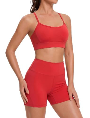 Workout Sets for Women Pilates Outfits Red Active Wear Gym Yoga Sets XS | Amazon (US)