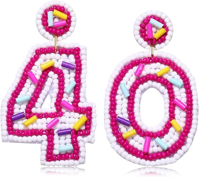 Beaded BirthdayEarrings Cake Happy Birthday Earrings Handmade Drop Dangle Earrings Celebration Bi... | Amazon (US)