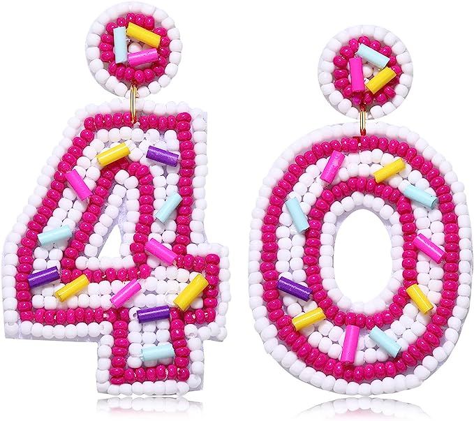Beaded BirthdayEarrings Cake Happy Birthday Earrings Handmade Drop Dangle Earrings Celebration Bi... | Amazon (US)