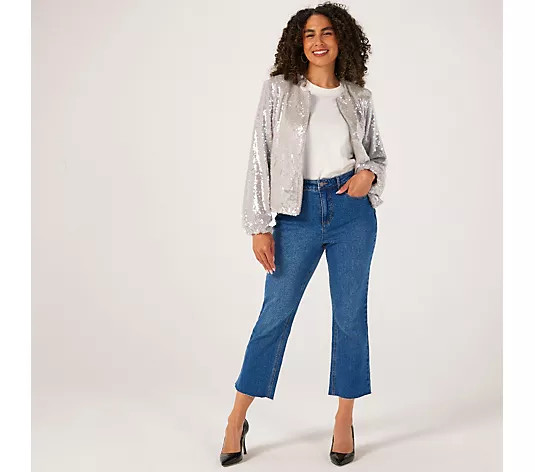 Dannii Minogue Raw Hem Kick Flare Jean Petite - QVC UK | QVC UK
