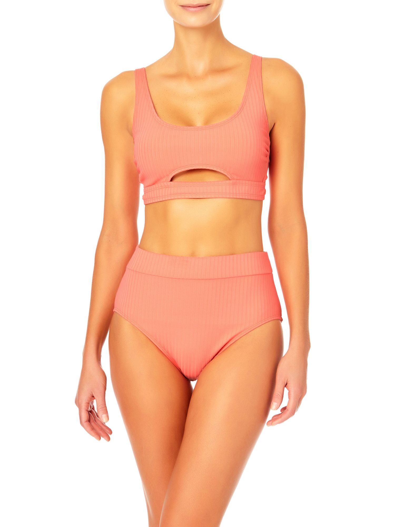 Time and True Women's and Women's Plus Wide Rib Swim Bottoms with Cut Out | Walmart (US)