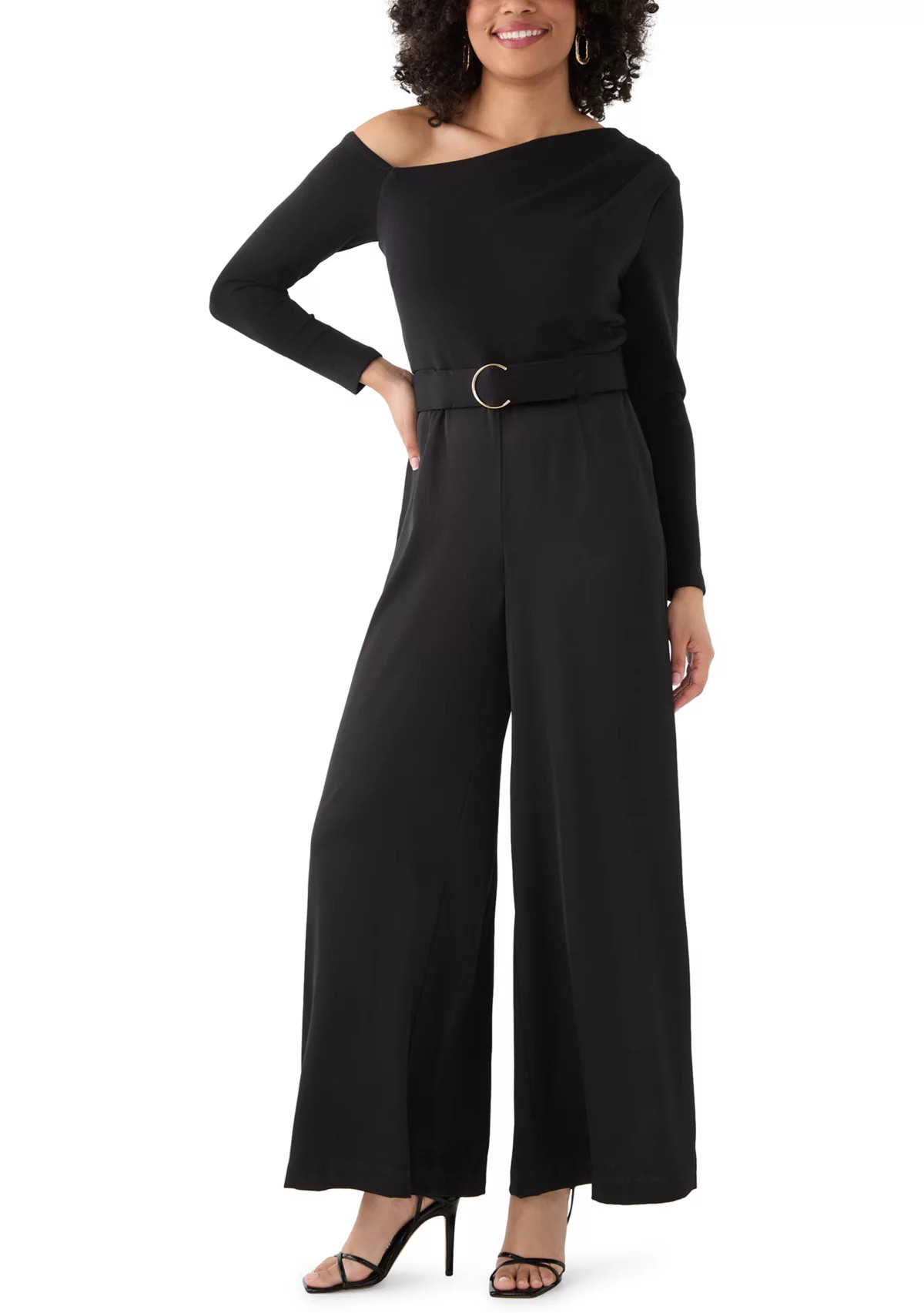 TaylorWomen's Long Sleeve Asymmetrical Belted Jumpsuit | Belk