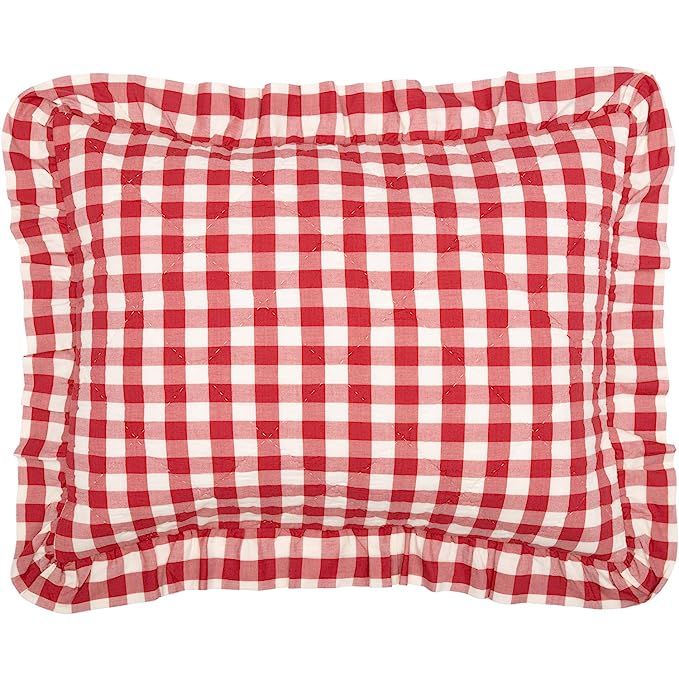 VHC Brands Farmhouse Bedding Annie Cotton Buffalo Check Standard Sham, Red Country | Amazon (US)