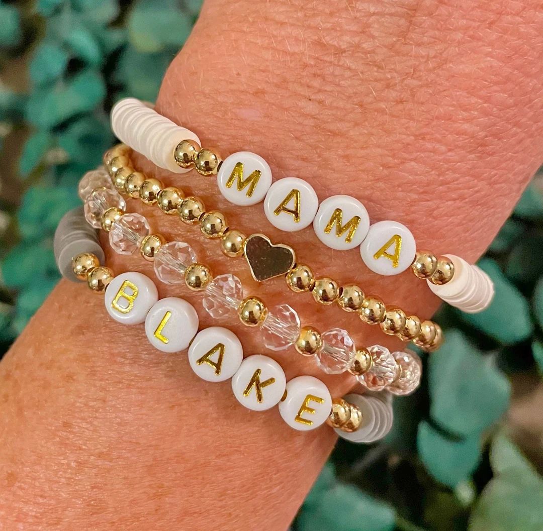 Personalized bracelet, name bracelet, personalized gift, mama gift, mama bracelet, women’s brac... | Etsy (US)