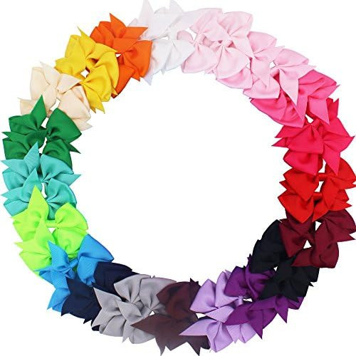 40 Pack 3.5 Inch Hair Bows Baby Girls Children Grosgrain Ribbon Alligator Hair Clips 20 in Pair | Amazon (US)