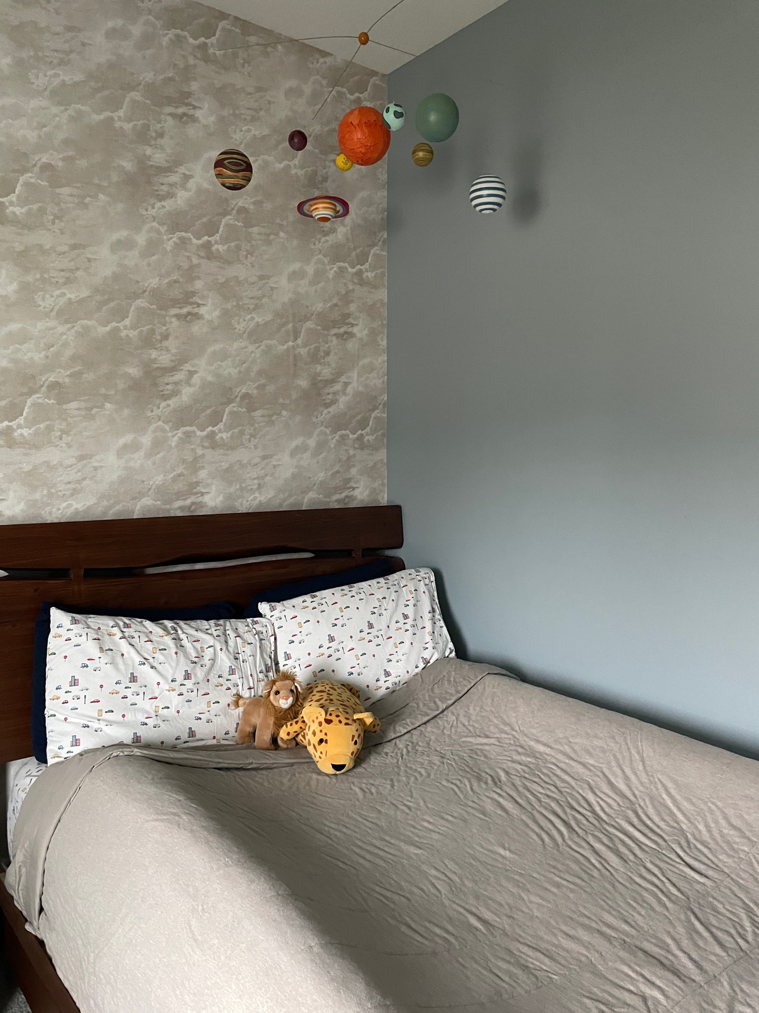 We’ve been working on finishing Emmett’s bedroom & I love how it’s all coming together with his different interests. 🥹 Added this planets mobile after Christmas & it’s the perfect thing to fill space in the corner. Love the pops of color too! #kidsbedroom #bedframe #toddlerroom #bedding #mobile #targetfinds 

#LTKfindsunder100 #LTKhome #LTKkids