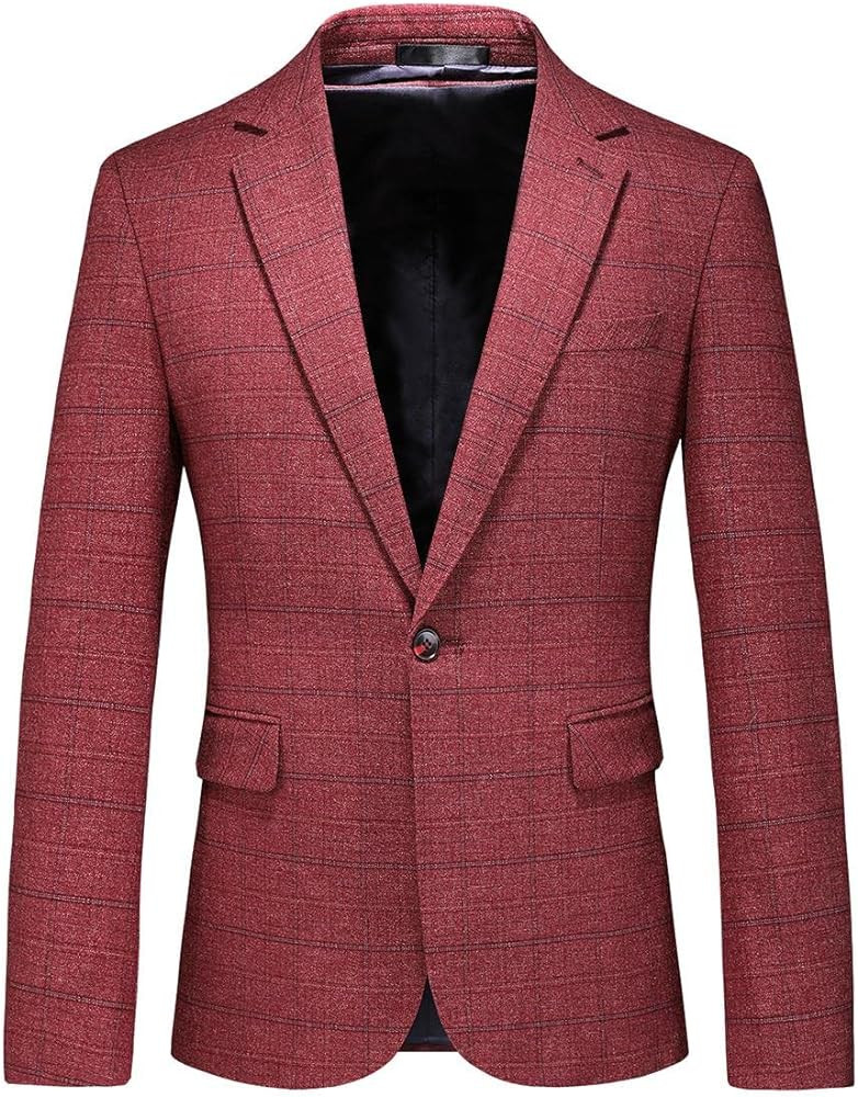 Mens Plaid Blazer Sports Coat Casual Slim Fit Checkered Blazer for Men Wedding | Amazon (US)