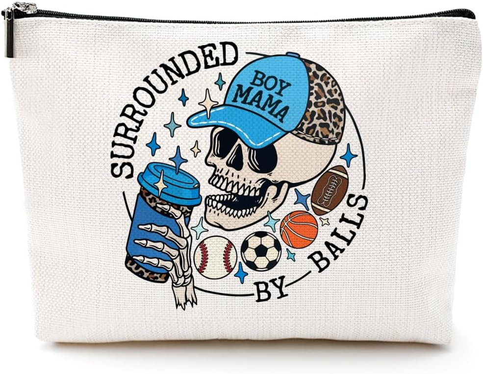Boy Mother Mom Gifts Funny Makeup Bag Baseball Soccer Football Basketball Sports Gifts Skeleton C... | Amazon (US)
