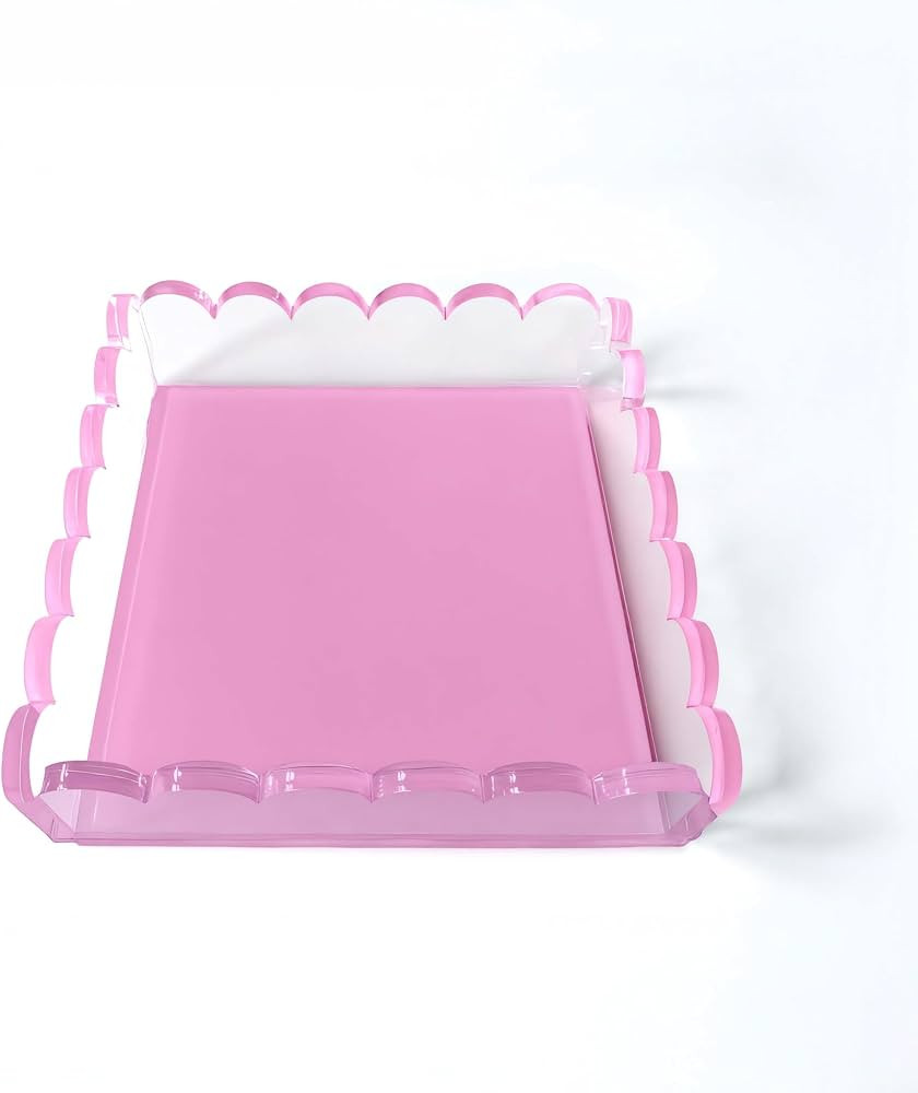 Pink Acrylic Scalloped Tray, Includes Anti-Slip Pads | 8 x 8 x 2 inches | | Amazon (US)