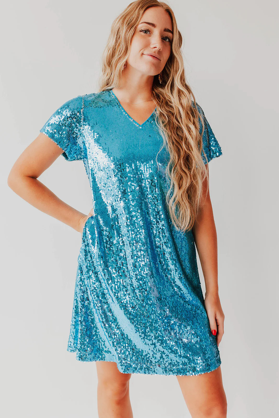 THE TAYLOR MIDNIGHT ERA SEQUIN DRESS IN TEAL BY PINK DESERT | Pink Desert