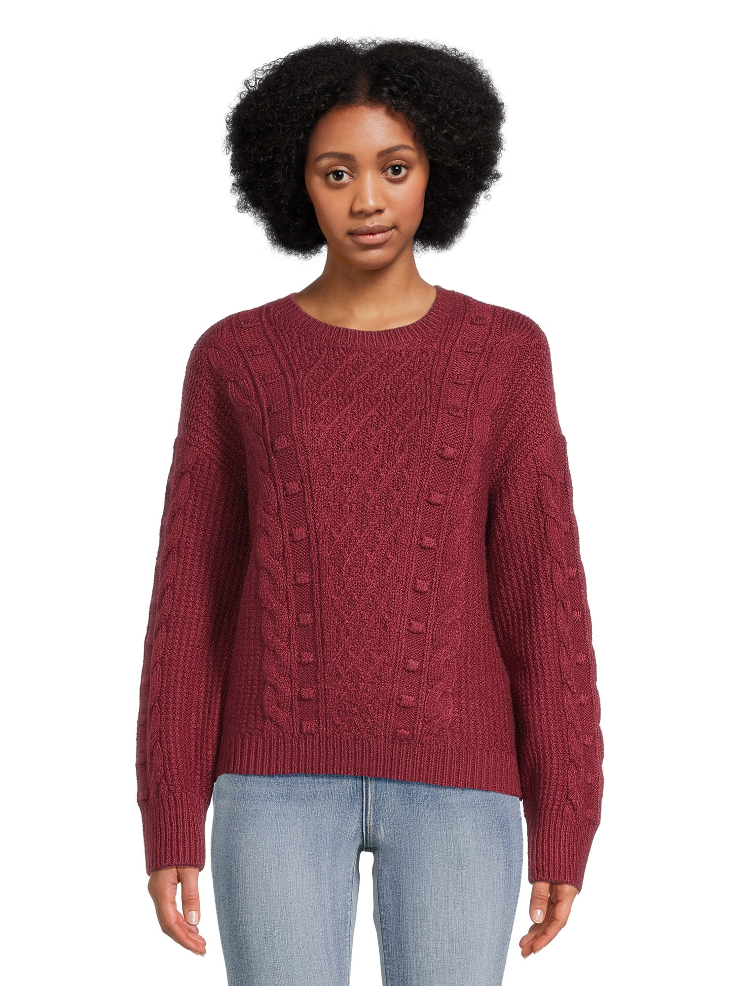 Time and Tru Women's Bobble Stitch Pullover Sweater, Midweight, Sizes XS-XXXL | Walmart (US)