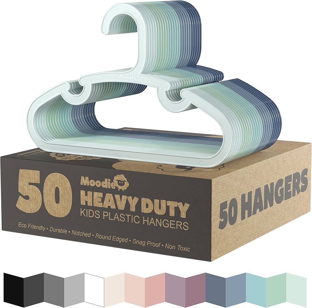 Recycled Plastic Kids Hangers | 13.5" Heavy Duty Big Kids Plastic Hangers | Bulk Pack Childrens H... | Amazon (US)