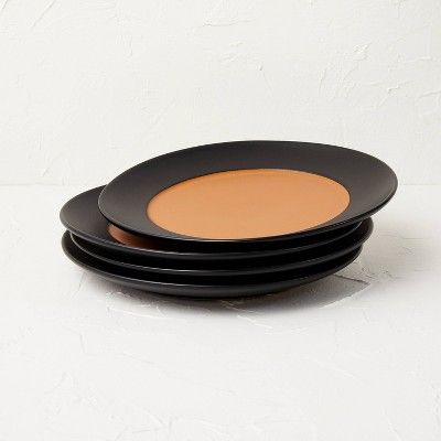 10" 4pk Stoneware Dinner Plates Black/Orange - Opalhouse™ designed with Jungalow™ | Target