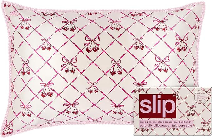 slip Queen Silk Pillowcase – Sweet Cherry Limited Edition with Lace Trim – 100% Pure Mulberry... | Amazon (US)