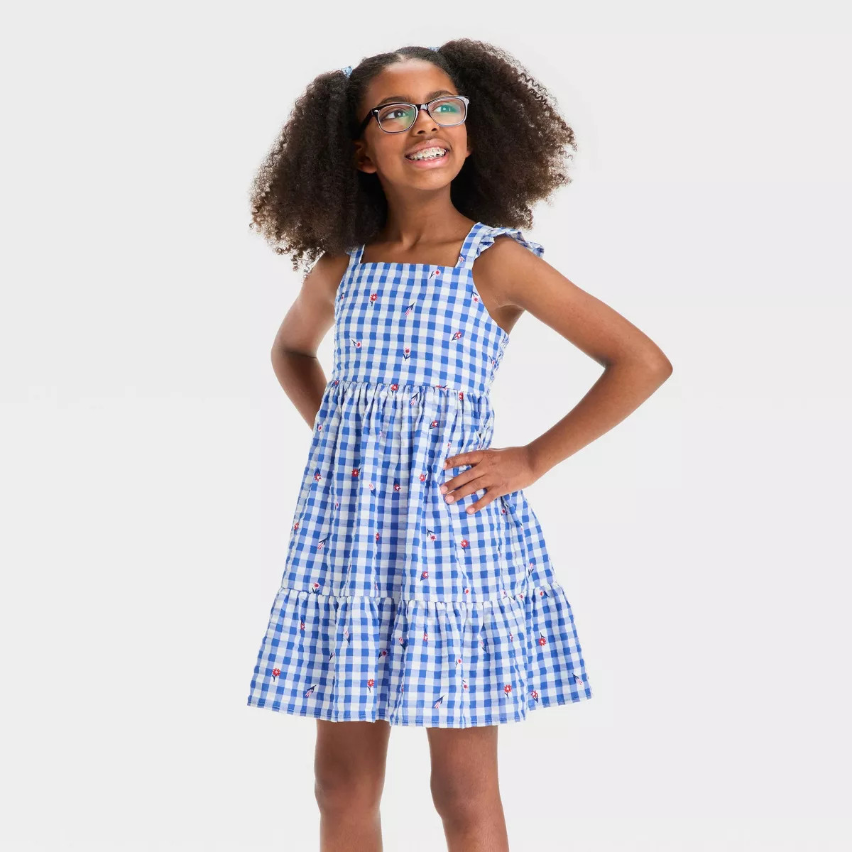 Girls' Sleeveless 4th of July Gingham Dress - Cat & Jack™ Blue | Target