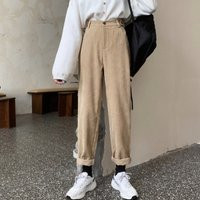 Casual Corduroy Pants/ Women Plus Size S-4xl Fall High Waist Loose Solid Trousers/ All-Match Straigh | Etsy (US)