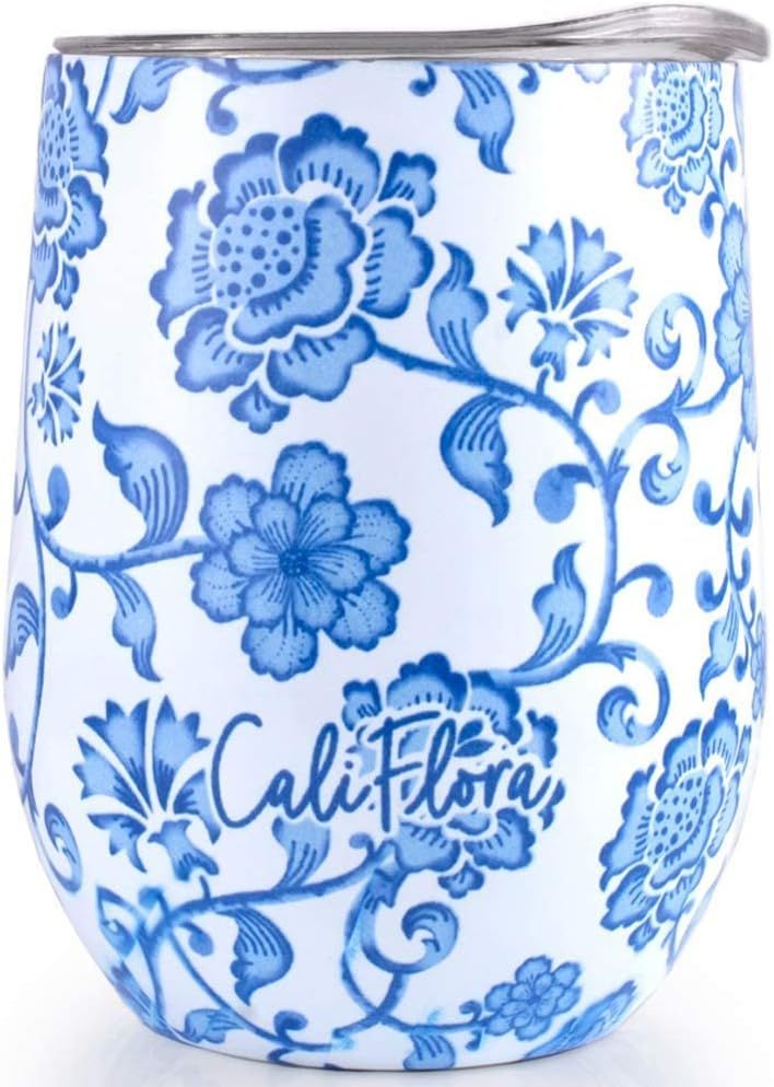 Chinoiserie Double Insulated Tumbler For Hot or Cold Drinks With 12oz Capacity | Amazon (US)