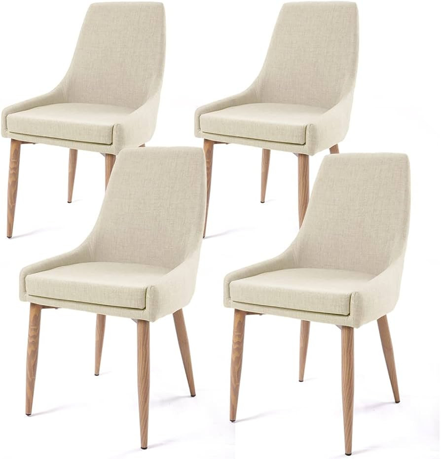E&D FURNITURE Dining Chairs, Living Room Chair Set of 4 Accent Chair with High Back Beige Fabric ... | Amazon (US)