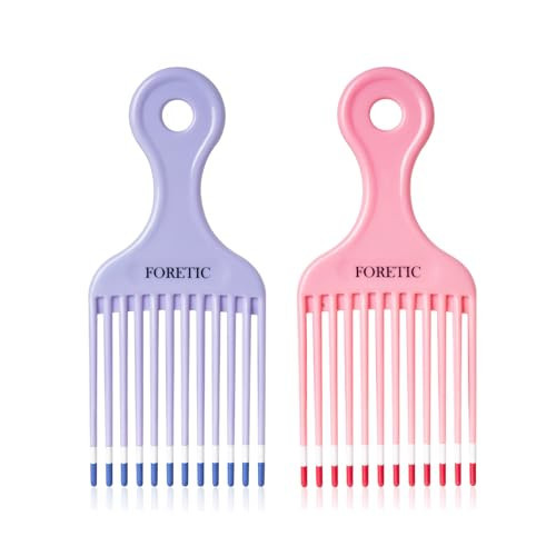 Foretic Smooth Hair Pick Comb for Curly, Thick, Medium to Long Hair, Facial Hair（Pink, Purple） | Amazon (US)