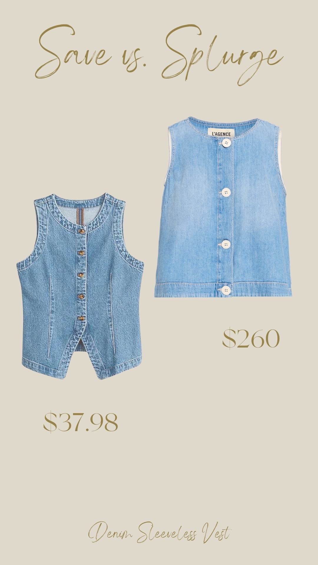 You can purchase this denim sleeveless top from L’Agence for $260 orrrr this one from Amazon for $37.98.

#LTKSeasonal #LTKmomlife #LTKWorkwear