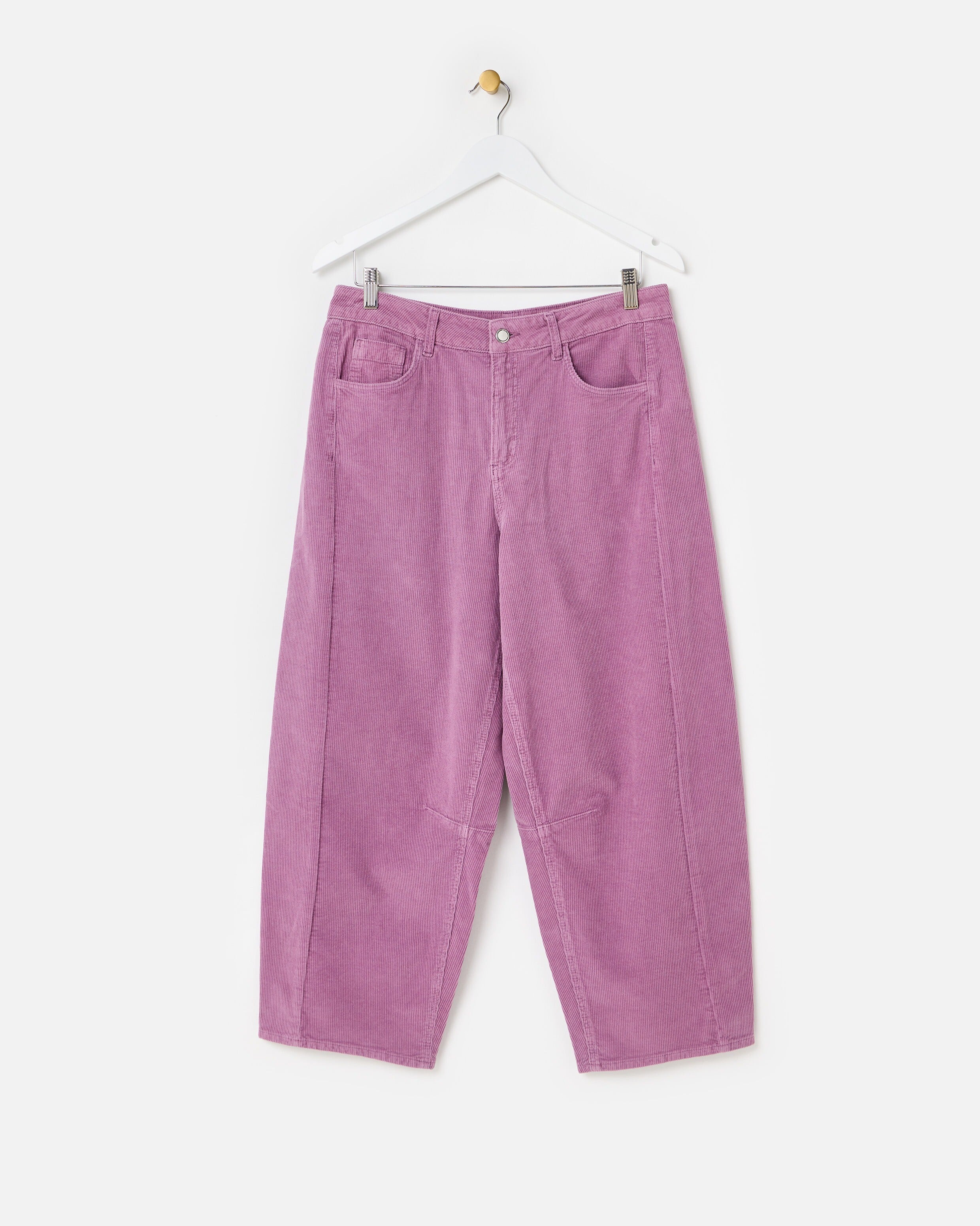 Lilac Corduroy Cropped Barrel Leg Trousers | Oliver Bonas | Oliver Bonas (Global)
