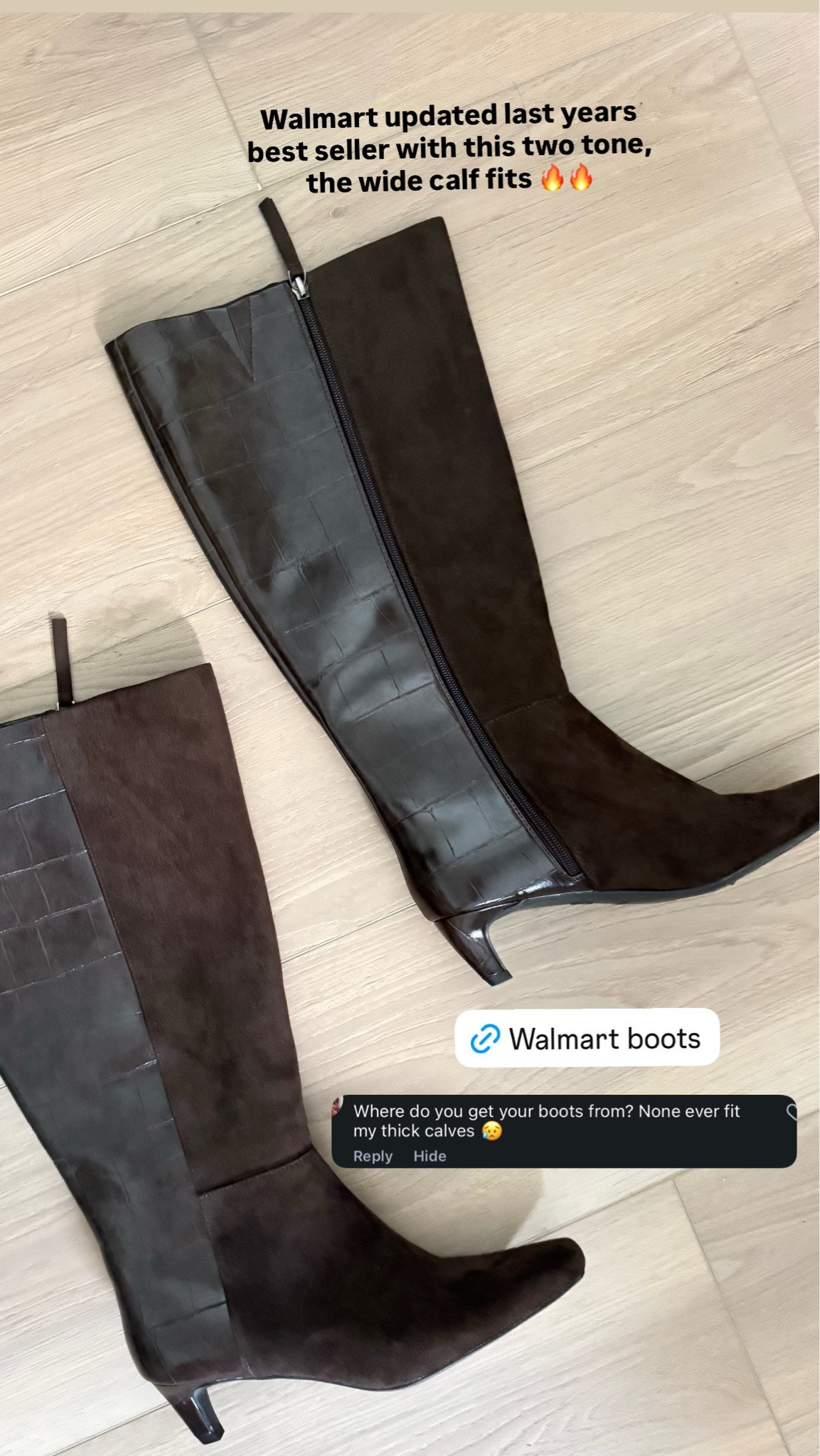 Walmart updated last years best sellers with this two tone one!

walmart finds, walmart wide calf boots, midsize 

 #LTKSeasonal #LTKMidsize