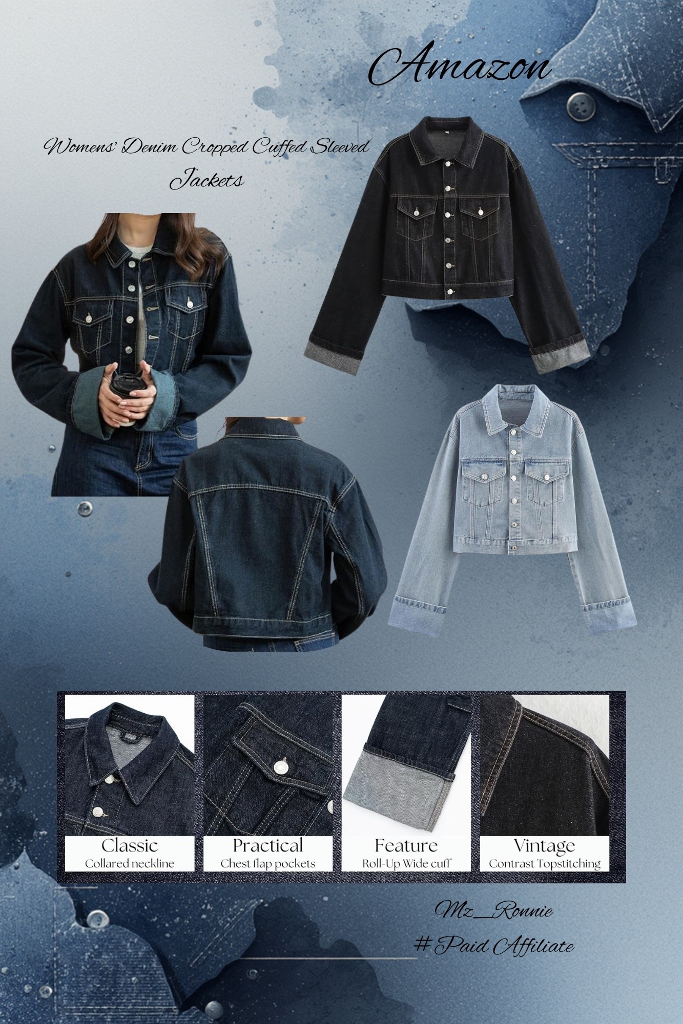 Women blue jean jackets. Select your occasion!
🚨Follow🚨
& LTK (Free) Search (Creators)
Type: Mz_Ronnie
📌TikTok: MzRonnie Tha Fashionista
📌Amazon Storefront: Mz. Ronnie
📌Walmart Storefront: Mz_Ronnie
Fashion Finds
📌Instagram: Magical_diva72
📌FB: Ronnie Bond

#LTKgrwm #LTKSeasonal #LTKootd