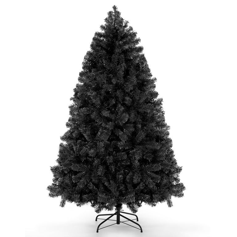 Funcid 6ft Hinged Artificial Black Halloween Tree, Artificial Christmas Tree w/ 1,477 Branch Tips... | Walmart (US)